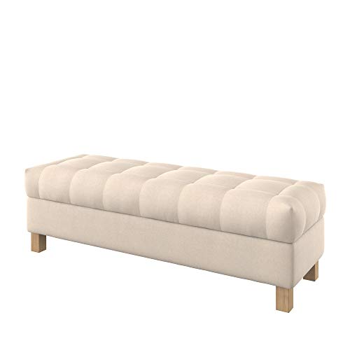 Furninero - Raffinierte gepolsterter Sitzbank Sitzhocker Sitzruhe Betthocker Ottomane, mit Stauraum, Quadratische Beine, 140 cm breit, Softi Beige Stoff (Wasserabweisen), Beige von Furninero