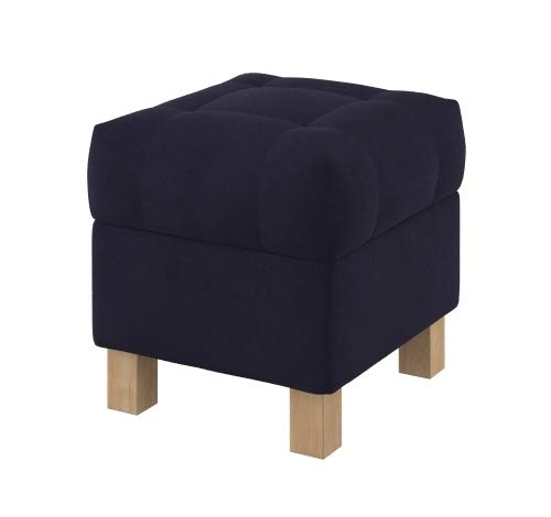 Furninero - Raffinierte gepolsterter Sitzbank Sitzhocker Sitzruhe Betthocker Ottomane, mit Stauraum, Quadratische Beine, 40 cm breit, Majestic Velvet Dark Navy Stoff (Licht zu reinigende), Blau von Furninero