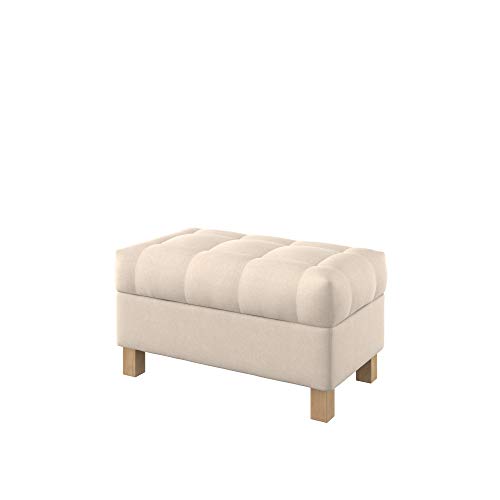 Furninero - Raffinierte gepolsterter Sitzbank Sitzhocker Sitzruhe Betthocker Ottomane, mit Stauraum, Quadratische Beine, 80 cm breit, Softi Beige Stoff (Wasserabweisen), Beige von Furninero