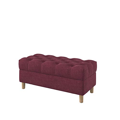Furninero - Tiefer gepolsterter Sitzbank Sitzhocker Sitzruhe Betthocker Ottomane, mit Stauraum, Gerundete Beine, 100 cm breit, Softi Cherry Stoff (Wasserabweisen), Rot von Furninero