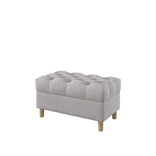 Furninero - Tiefer gepolsterter Sitzbank Sitzhocker Sitzruhe Betthocker Ottomane, mit Stauraum, Gerundete Beine, 80 cm breit, Softi Light Grey Stoff (Wasserabweisen), Grau von Furninero