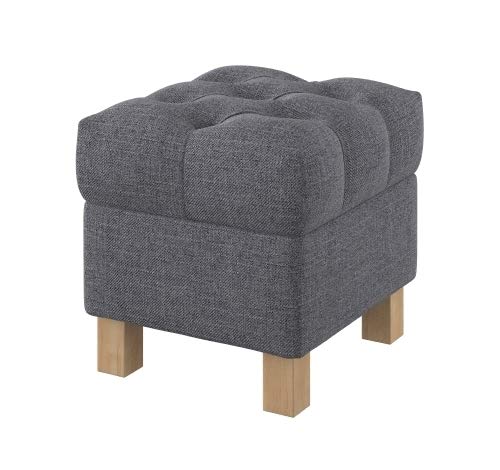 Furninero - Tiefer gepolsterter Sitzbank Sitzhocker Sitzruhe Betthocker Ottomane, mit Stauraum, Quadratische Beine, 40 cm breit, Naturel Grey Stoff (Licht zu reinigende), Grau von Furninero