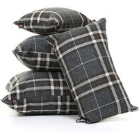 Dunkelgrau New Tartan Streifenmuster Stoffbezug Gefülltes Kissen & British Made - 4 Größen Erhältlich Nur Kissenbezug von FurnishingFabrics