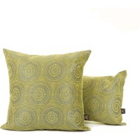 Neu Weich Azima Modern Planet Runde Muster Grün Silber Glanz Stoff Handgemachte Kissen - 4 Größen Erhältlich Inklusive Füllkissen von FurnishingFabrics