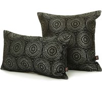 Neu Weich Azima Modern Planet Runde Muster Schwarz Silber Glanz Stoff Handgemachte Kissen - 4 Größen Erhältlich Inklusive Füllkissen von FurnishingFabrics