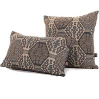 Neues Weiches Mirador-Medaillon-Muster Im Dunkelblauen Braunen Stoff-Handgefertigtes Kissen - 4 Größen Vorhanden Schließt Füllkissen Mit Ein von FurnishingFabrics