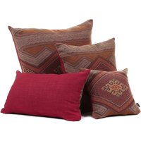 Weich Gewebter Chenille Stoff Braun Orange Rot Azteken Kelim Designer Muster Kissen 4 Größen Erhältlich - Kissenbezug Nur von FurnishingFabrics
