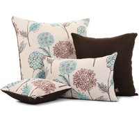 Weich Gewebtes Chenille Petrol Pink Braun Calico Blumen Design Muster Stoff Kissen - 4 Größen Erhältlich Nur Kissenbezug von FurnishingFabrics