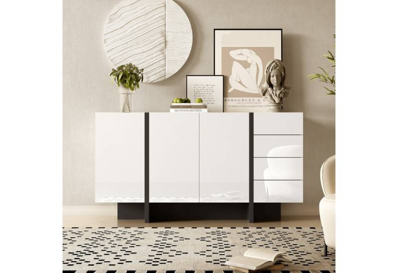 Furnishings Home Beistellschrank 140x40x80cm Sideboard + 4 Schubladen + 4 Fächer (Set) von Furnishings Home