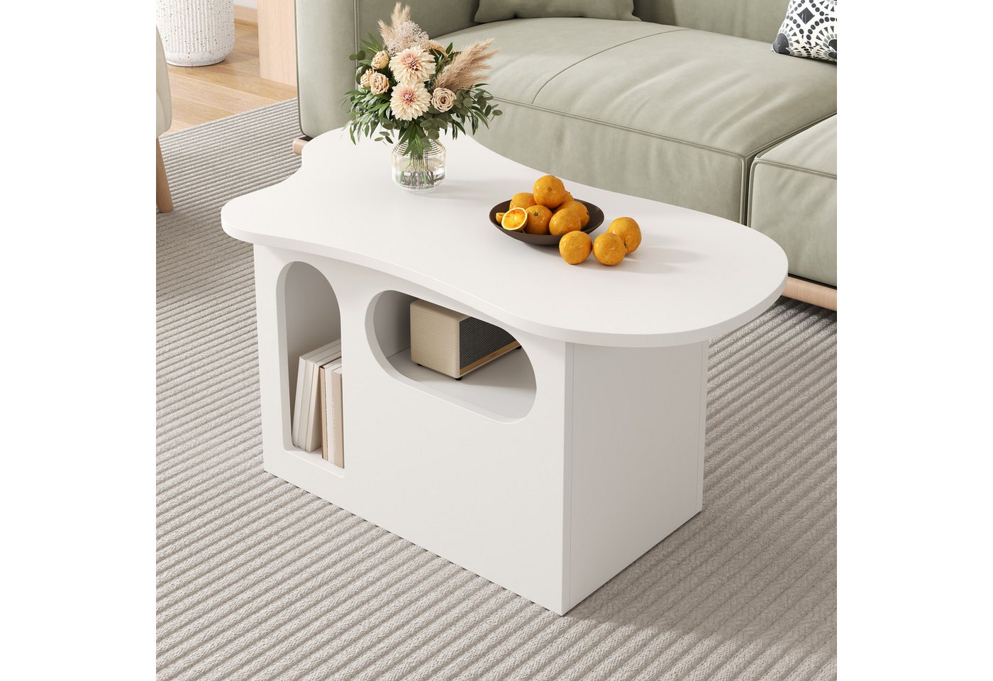Furnishings Home Couchtisch Mit Schubladen wolkenförmiger 97*45*43,5cm (1-St), Beansprucht wenig Platz und bietet ausreichend Stauraum von Furnishings Home