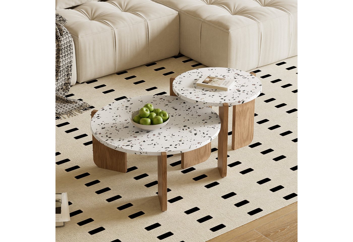 Furnishings Home Couchtisch Moderner zusammensetzbarer Beistelltisch,Couchtisch-Set für Wohnzimmer (2-St), Flexible Kombinationsmöglichkeiten:70x70x35cm und kleinen 50x50x45.5cm von Furnishings Home