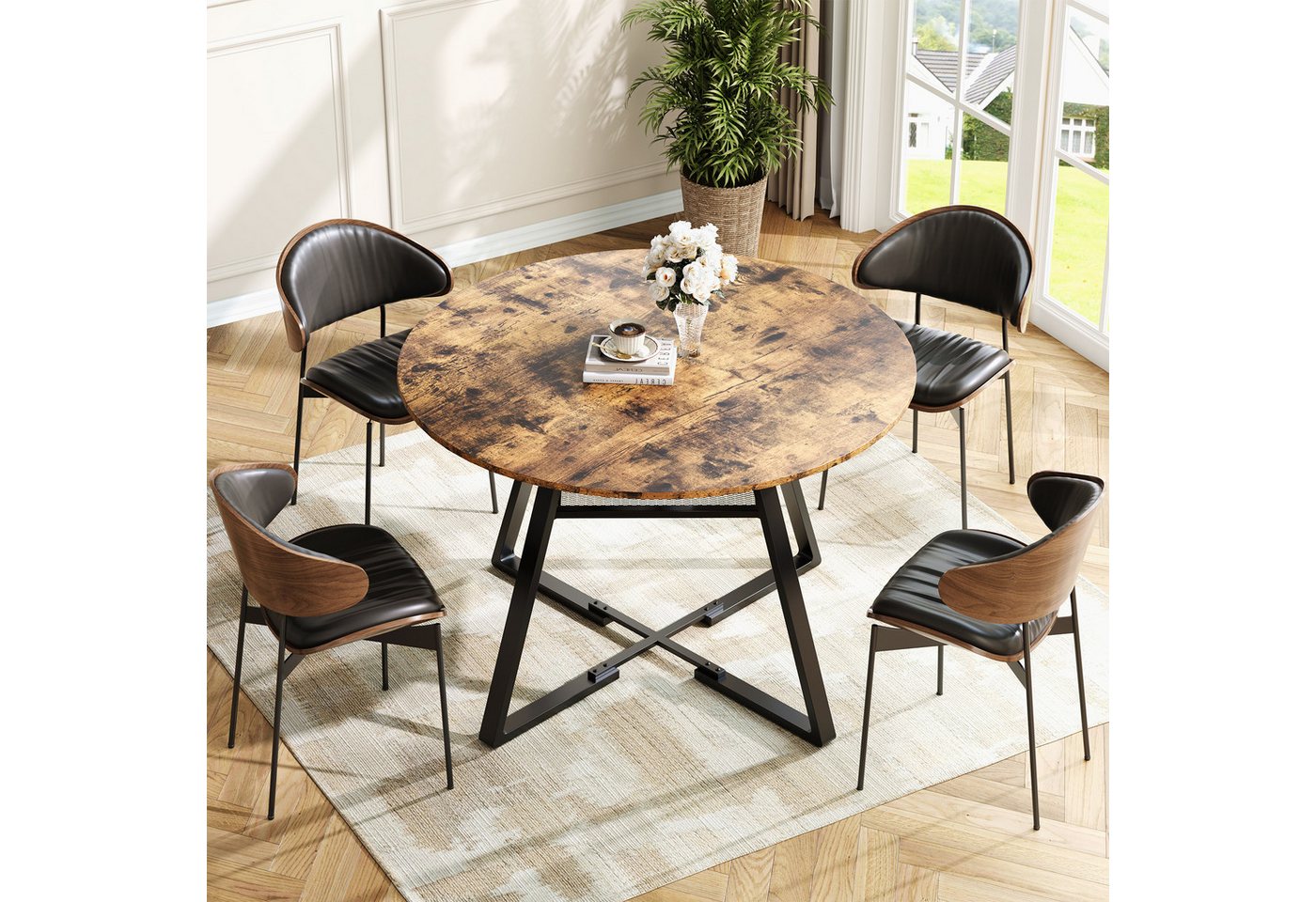 Furnishings Home Esstisch Runder Küchentisch für Wohnzimmertisch 120cm Breite (1-St), Platzsparender Tisch in Holzoptik 120 x 120 x 75 vm von Furnishings Home