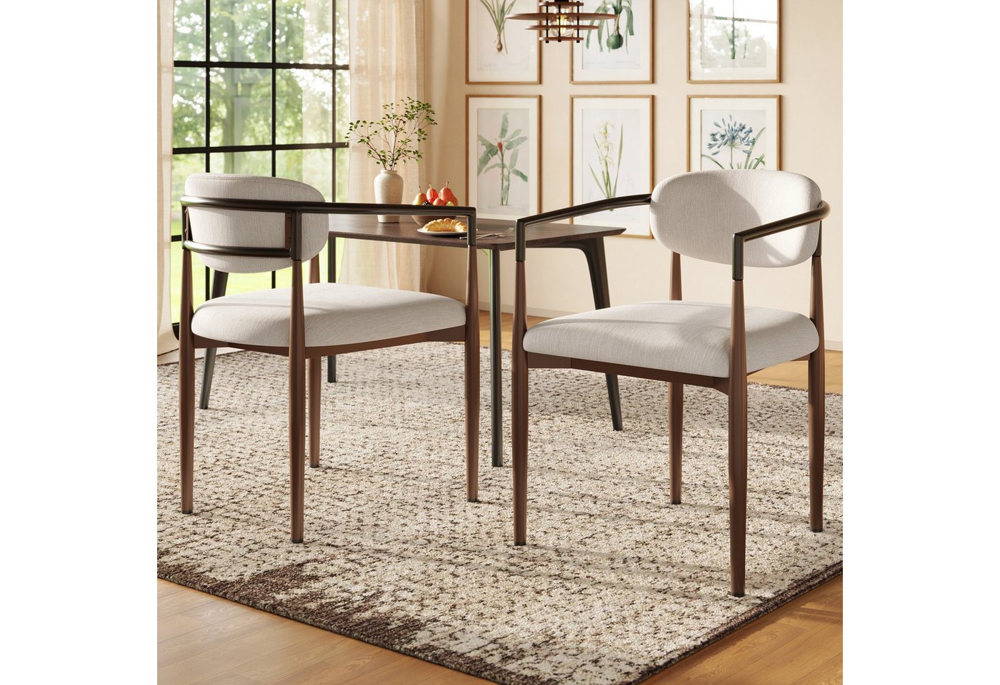 Furnishings Home Esszimmerstuhl Leinen Esszimmerstuhl (2 Stück), Ergonomisch, Verstellbar, Modern (2 St), Sitz ist atmungsaktiv und pflegeleicht Polsterstärke von 6,5 cm von Furnishings Home