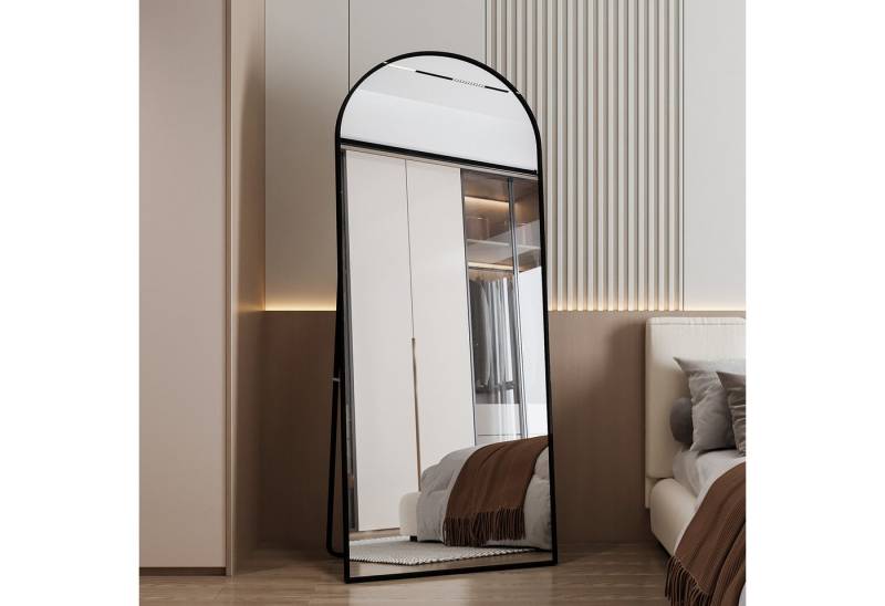 Furnishings Home Ganzkörperspiegel Spiegel groß Bogenspiegel Schwarz mit Metall Alu Rahmen (1-St), Für Schlafzimmer Garderobe Hotel Friseurladen Wohnzimmer von Furnishings Home