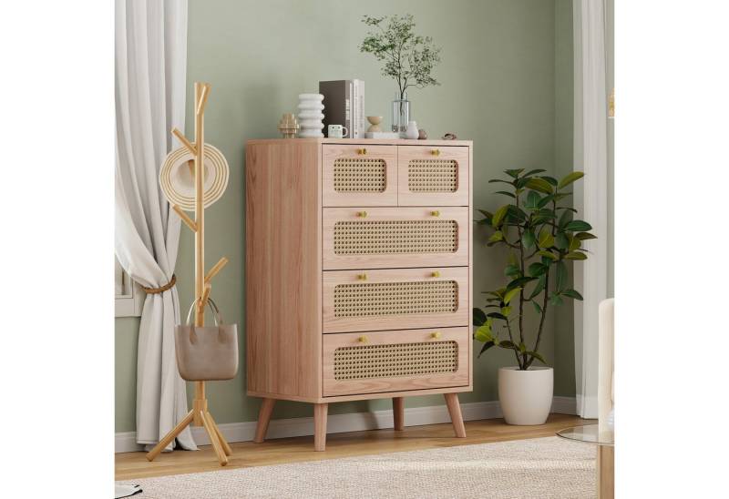 Furnishings Home Kombikommode Rattan Sideboard Basic Schrank kommode Küchenschrank (1 tlg), Moderne 100cm breite, Rattan Schubladenfronten, vielseitig einsetzbar von Furnishings Home