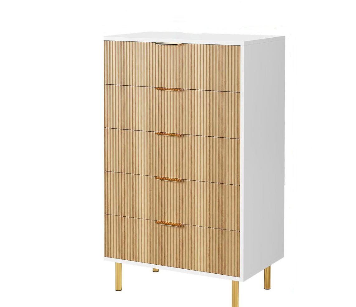 Furnishings Home Kommode Sideboard Mit 5 Schubladen Kommode (1 St., Anrichte Schlafzimmer Wohnzimmer Flur Büro Organizer), 60 cm breit Schrank mit Schubladen Sideboard Weiß von Furnishings Home