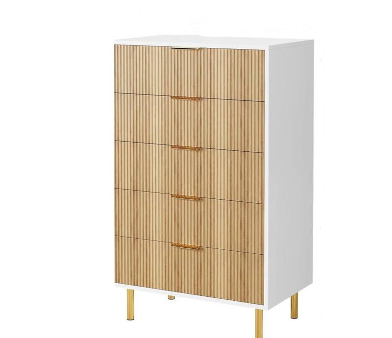 Furnishings Home Kommode Sideboard Mit 5 Schubladen Kommode (1 St., Anrichte Schlafzimmer Wohnzimmer Flur Büro Organizer), 60 cm breit Schrank mit Schubladen Sideboard Weiß von Furnishings Home
