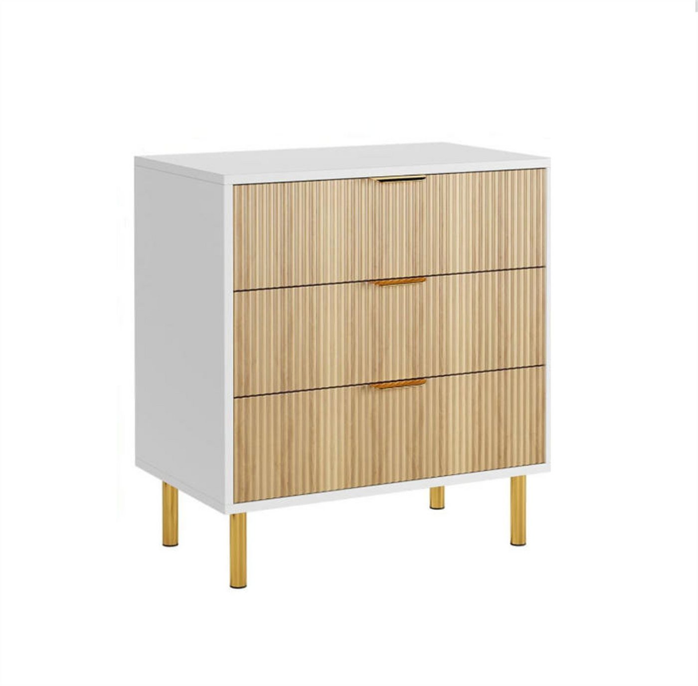 Furnishings Home Nachttisch Kommode Ablagetisch Sideboard Mit 3 Schubladen (2-St., 2er Set, Anrichte Schlafzimmer Wohnzimmer Flur Büro Organizer), 40 cm breit Schrank mit Schubladen Weiß von Furnishings Home