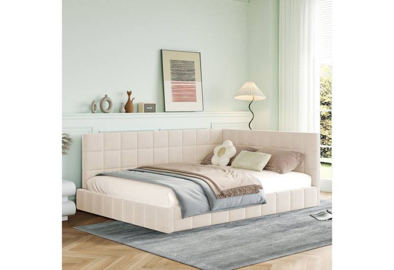 Furnishings Home Polsterbett Schlafsofa Doppelbett, Multifunktionsbett, Mit Lattenrost, Samt, 140x200 cm von Furnishings Home