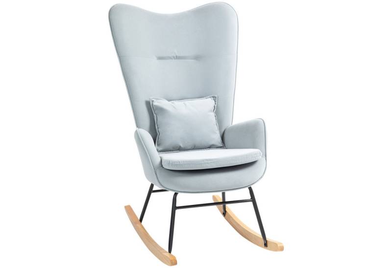 Furnishings Home Schaukelstuhl Stillsessel mit Samtoptik bis 120 kg Light Gray (1 St), Für Schlafzimmer Wohnzimmer 67L x 85B x 112H cm von Furnishings Home