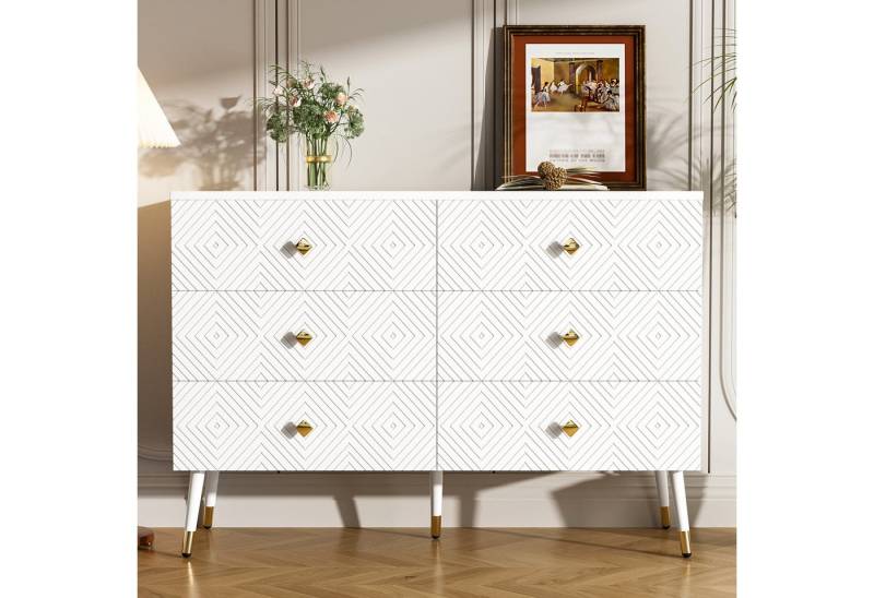Furnishings Home Schublade Moderne 6-Schubladen-Kommode viel Schlafzimmer &Wohnzimmer (1 St), minimalistisches Design in Weiß – 120x40x80cm von Furnishings Home