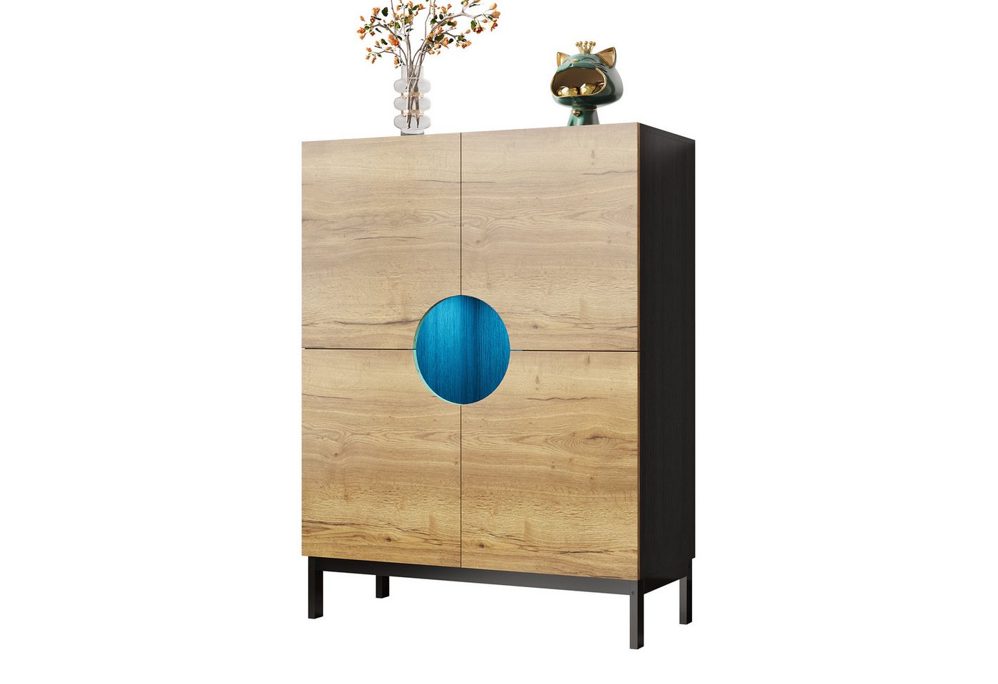 Furnishings Home Schuhschrank 2in1Vitrine Schuhschrank,90x40x120cm, Massivholzbeine,großer Stauraum (1-St) ideal für Dekorationsartikel Bücher oder kleine Gegenstände von Furnishings Home