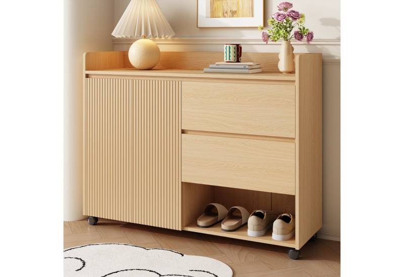Furnishings Home Schuhschrank Beweglicher Schuhschrank,verstellbaren Regalen mit Bremse (1-St) Offene Fächer Bremsen das Verrutschen 110Lx35Bx86H(cm) von Furnishings Home