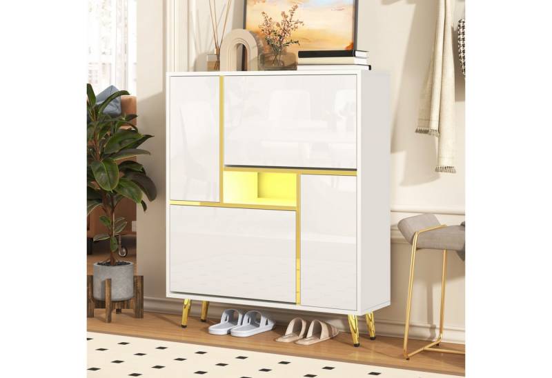 Furnishings Home Schuhschrank Vielseitige ModernerSchuhschrank 16-farbigem LED-Licht (1-St) Einen eleganten Look Schuhfächer und zwei Türen mit verstellbaren von Furnishings Home