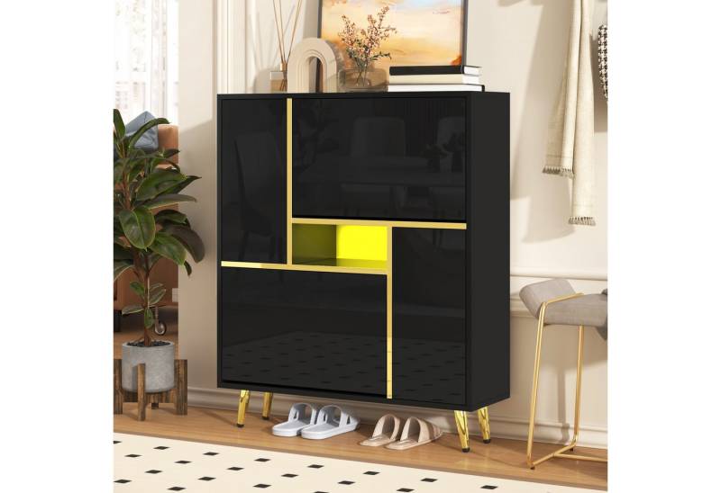 Furnishings Home Schuhschrank Vielseitige ModernerSchuhschrank 16-farbigem LED-Licht (1-St) Einen eleganten Look Schuhfächer und zwei Türen mit verstellbaren von Furnishings Home