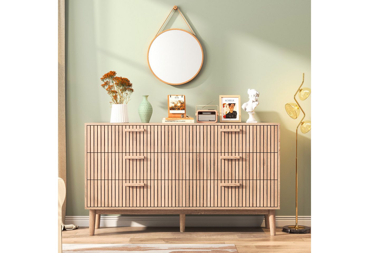 Furnishings Home Sideboard Basic Schrank Kredenz Sideboard Küchenschrank (1 tlg), Moderne 100cm breite mit Griff Kommode, vielseitig einsetzbar von Furnishings Home