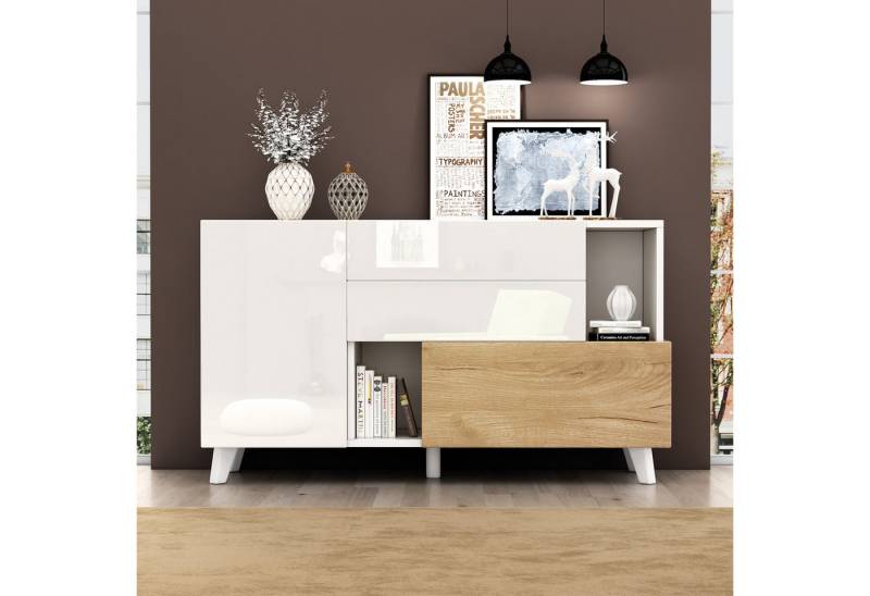 Furnishings Home Sideboard Moderner mit Stauraum weißes Wohnzimmerschrank (1 St) von Furnishings Home