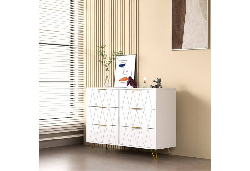 Furnishings Home Sideboard Schrank Kredenz Rattan Küchenschrank (1 tlg), Moderne 100cm breite, MDF Schubladenfronten, vielseitig einsetzbar von Furnishings Home