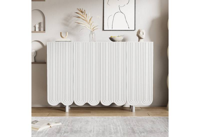 Furnishings Home Sideboard Sideboard in Tropfenform Geeignet für moderne Innenräume (1 St), mit stilvollen, geformten Türen und sanften Pufferscharnieren von Furnishings Home