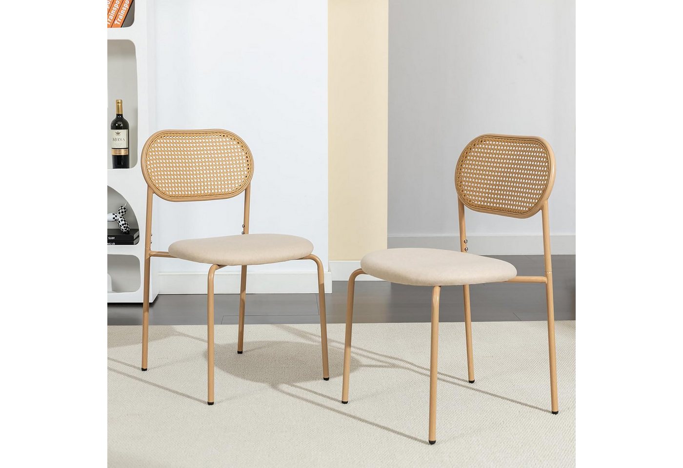 Furnishings Home Stuhl 2er Set 4-Fußstuhl Esszimmerstuhl Samt mit Rückenlehne (2 St), Metallbeine, Höhe 80.5 cm, Tragkraft 150kg von Furnishings Home