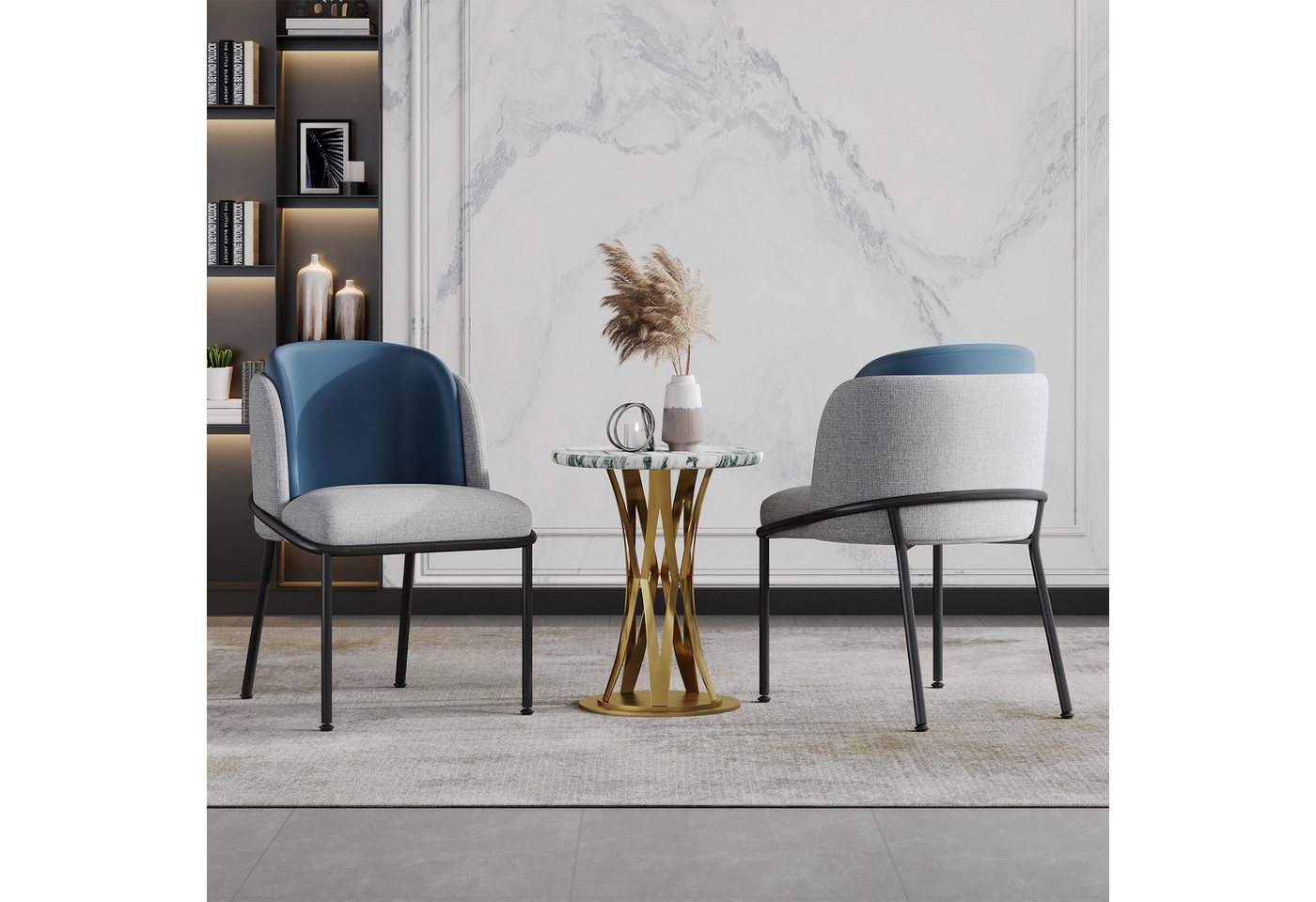 Furnishings Home Stuhl 2er Set Moderner Stuhl mit Schrä, Verstellbare Füße, Beige/Grau (2 St), Für Wohnzimmer, Offene Bürofläche, Esszimmer von Furnishings Home