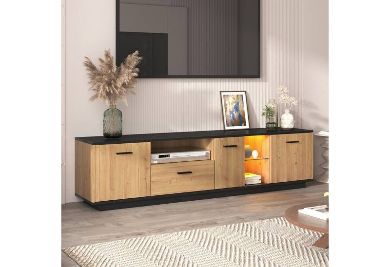 Furnishings Home TV-Schrank Lowboard Unterschrank LED (180 x 37 x 45 cm) Mit 15 variable LED-Leuchten, 8 Fächer, 1 Schublade von Furnishings Home