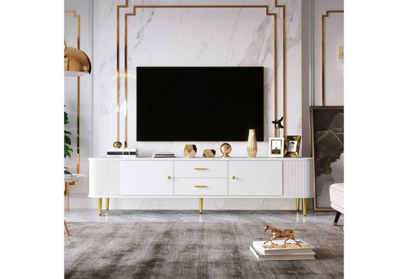 Furnishings Home TV-Schrank Weißer Unterschrank mit 2 Schubladen und 2 Fächern (Set, 1er Set) von Furnishings Home