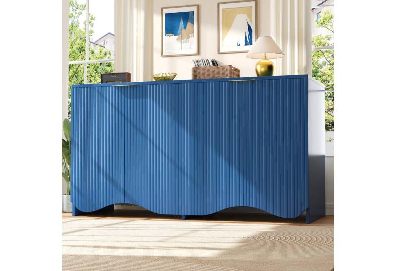 Furnishings Home Tresenkommode Mit mehrschichtigen, verstellbaren Trennwänden ausgestattet Sideboard (1 St), Freistehende Schränke, Küchenmöbel,Wellenmuster-Design von Furnishings Home
