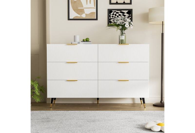 Furnishings Home Tresenkommode Modernem Design Sideboard Kommode mit Schubladen und viel Stauraum (1 St), Mit sechs Schubladen goldenen Griffen sowie Beinen von Furnishings Home