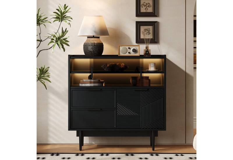 Furnishings Home Tresenkommode Sideboard mit offenem Fach und einzigartigem Design (1 St), Mit Metallfüßen Passend für alle Einrichtungsstile von Furnishings Home