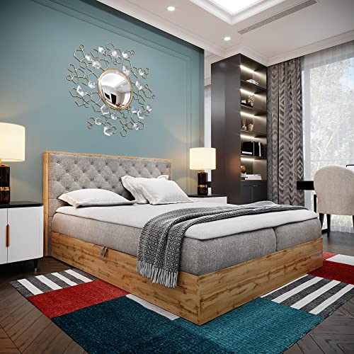 Boxspringbett Doppelbett LOFT 3 - Das perfekte Bett für Ihr Schlafzimmer. 120x200cm Bett mit Bonellmatratze, mit Bettkasten für Bettwäsche und Topper. Bett mit Kopfteil. (LOFT 3 GRAU, 120x200) von Furnistar