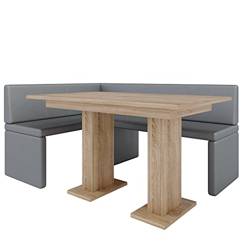 Eckbank Akiko mit Tisch - Eckbankgruppe für Ihrem Esszimmer, Küche modern, Sitzecke, Essecke. Perfekt für Küche, Büro und Rezeption. Solide und Starke Verarbeitung (Soft 29, 196x142 rechts) von Furnistar