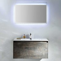 Design Badezimmer Set in Eiche Grau Optik LED Beleuchtung (zweiteilig) von Furnitara