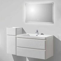 Design Badezimmer Set in Weiß Hochglanz LED Beleuchtung (dreiteilig) von Furnitara