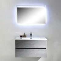Design Badmöbel Kombination im Beton Grau Dekor LED Beleuchtung (zweiteilig) von Furnitara