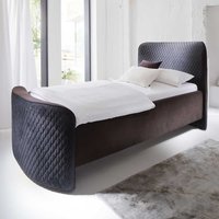 Singele Polsterbett in Schwarz Braun Microfaser 100x200 cm von Furnitara