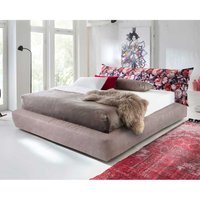 Trendiges Boxspringbett in Beige Microfaser geblümtem Kopfteil von Furnitara