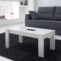 Wohnzimmer Couchtisch in Weiß Hochglanz mit Schwarzglas von Furnitara