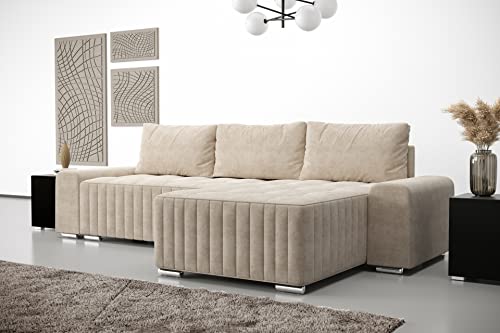 Furnitech Ecksofa M5 mit Schlaffunktion Sofa mit Bettkasten Polsterecke Schlafsofa Sofagarnitur (Ecksofa Links, M5-75-G1B-GPMIK-BR5-3 klein) von Furnitech