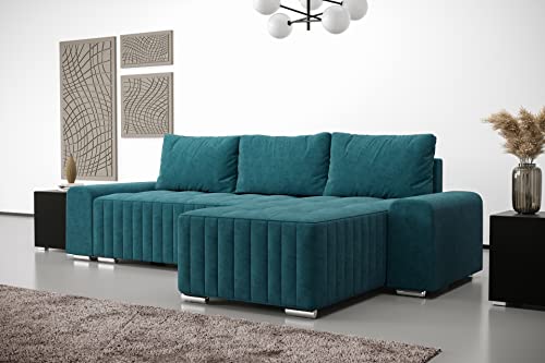 Furnitech Ecksofa M5 mit Schlaffunktion Sofa mit Bettkasten Polsterecke Schlafsofa Sofagarnitur (Ecksofa Links, M5-75-G3B-GPDOMI-NI903 klein) von Furnitech